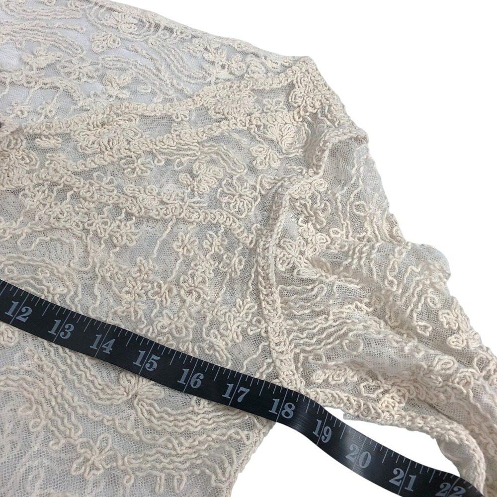 Cream Floral Crochet Lace Button Up Cardigan Size Medium Y2K Fairy Boho Festival - Picture 9 of 11